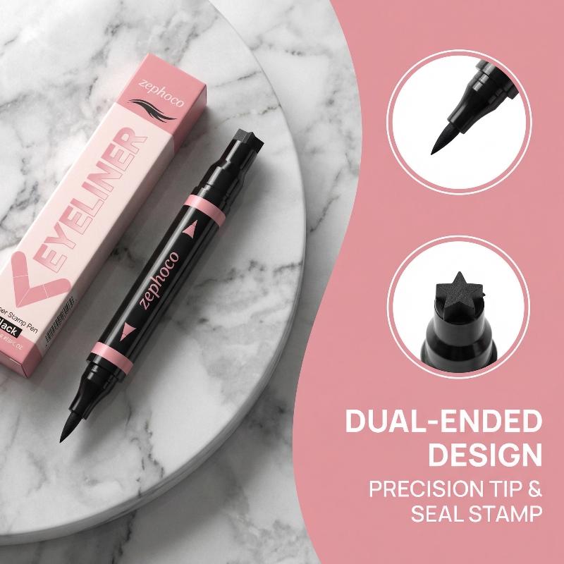 Waterproof Liquid Eyeliner Pen - Delineador Líquido Integrado Preto e Marrom