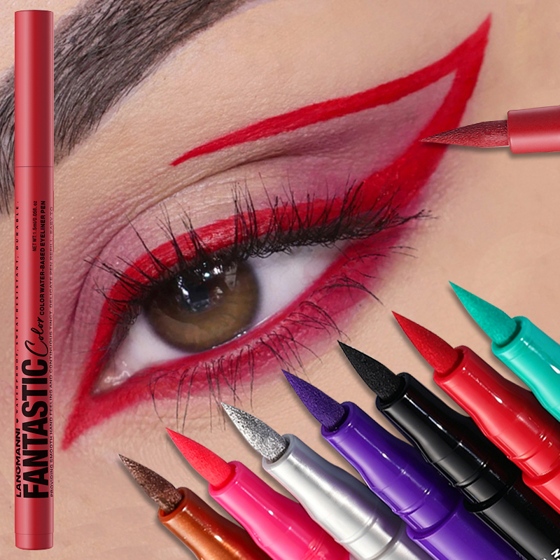 Waterproof Liquid Eyeliner Pen - Delineador líquido vermelho fosco, preto e