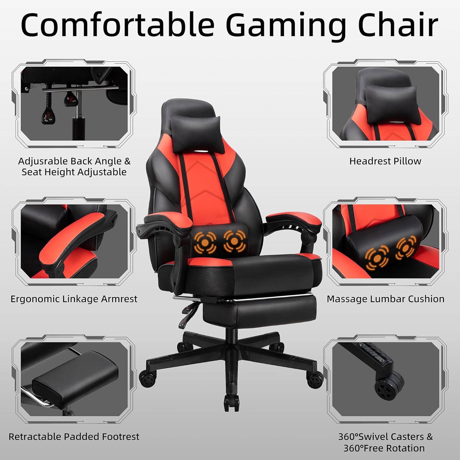 Cadeira Gamer com Apoio para o - Massage avaliação e preço
