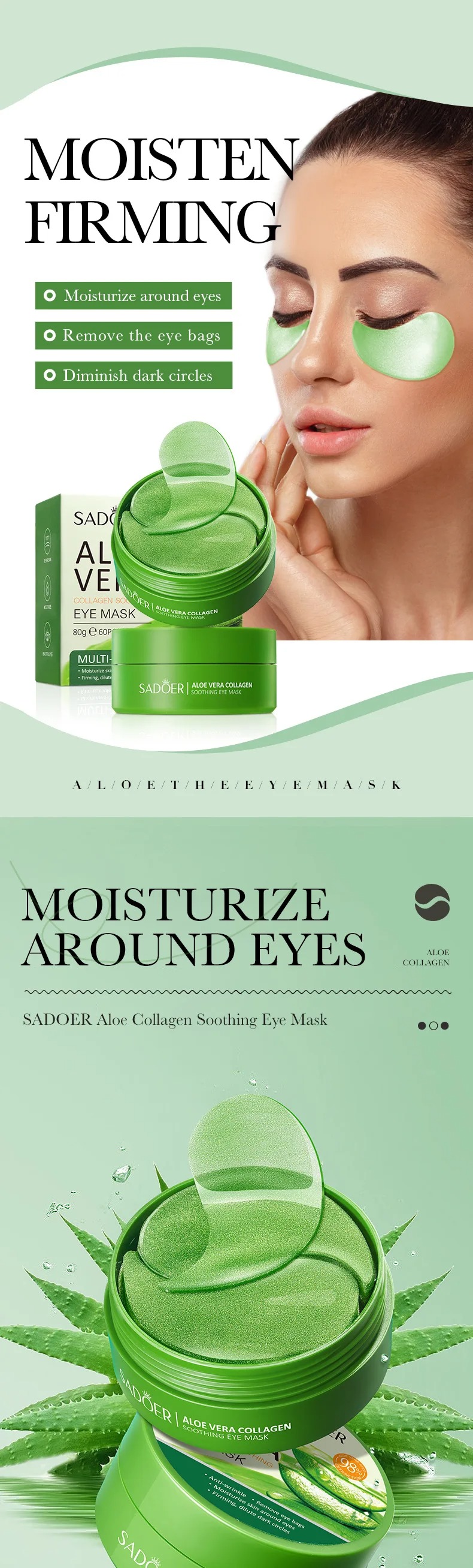 60 pçs aloe vera colágeno másc - Collagen Under Eye Patches avaliação e preço