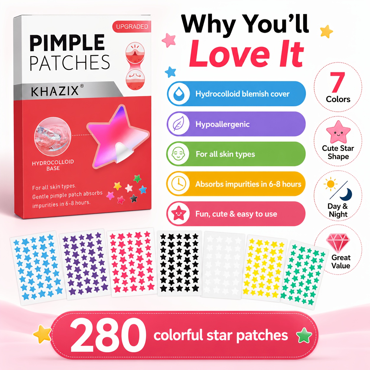280 Adesivos Estrela para Espi - Hydrocolloid Pimple Patch avaliação e preço