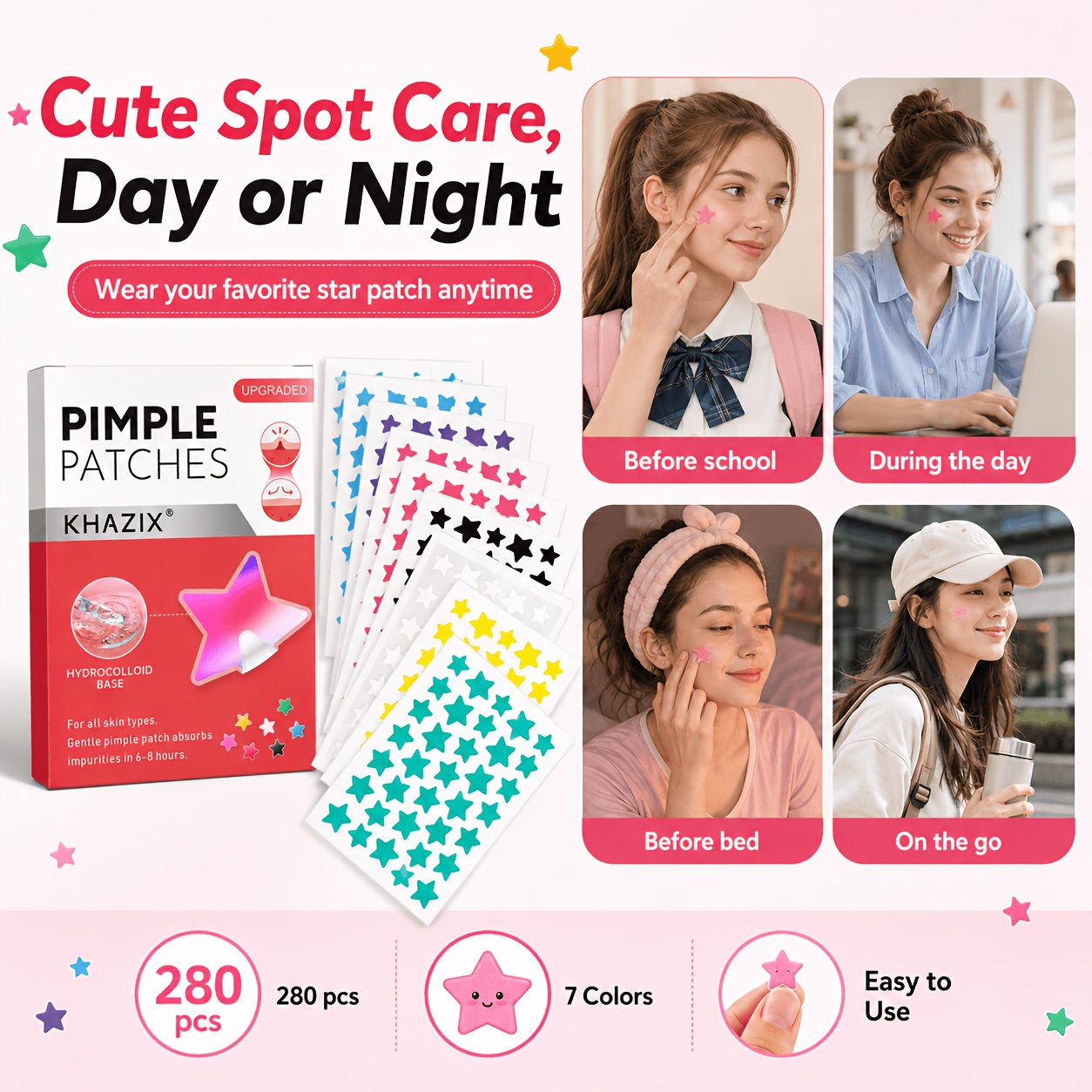 280 Adesivos Estrela para Espi - Hydrocolloid Pimple Patch avaliação e preço
